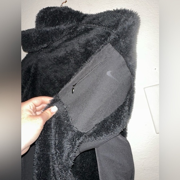 Nike women’s black Sherpa fleece pullover jacket XS fall winter athleisure - Picture 3 of 9